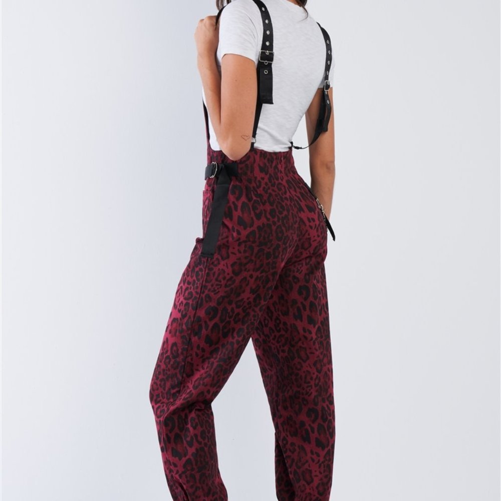 Leopard Print Overalls Red - Picture 5 of 5